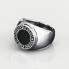 Men's Gold Plated Stainless Steel Black Resin Greek Key Ring