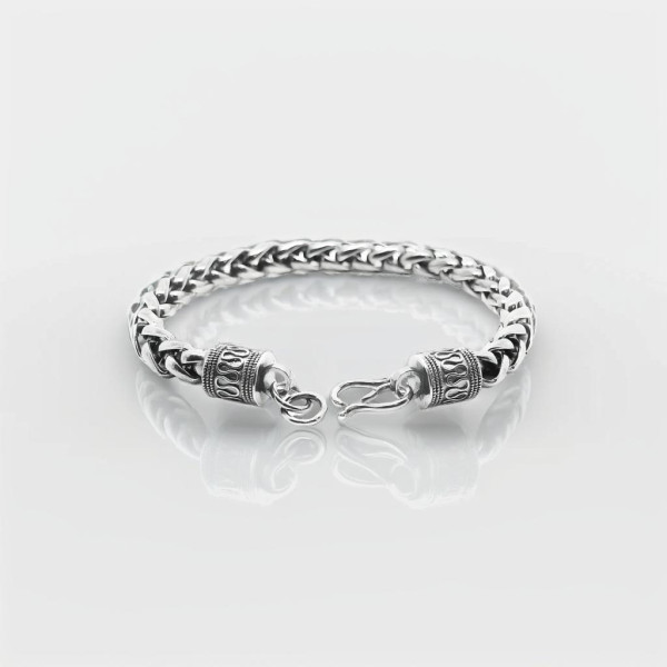 Men s Sterling Silver Braided Chain Bracelet BijouxStore 780