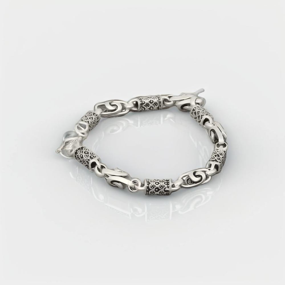 Bracelet argent homme motif fermoir crochet