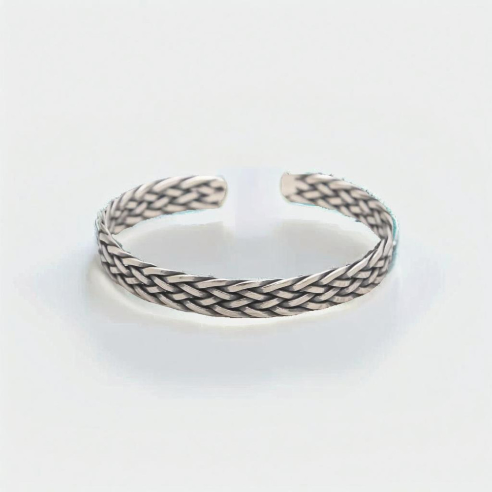 Bracciale Aperto Intrecciato in Argento Massiccio per Uomo e Donna