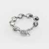 Pulsera de calavera de motociclista con calavera de plata maciza para hombre