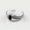 Bracelet jonc argent massif ailes ange onxy noir homme femme