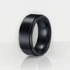 Men's Brushed Titanium Grooved Edge Custom Engraving Band Ring