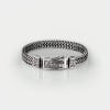 Bracelet homme gourmette biker chaine tresse fleur de lys