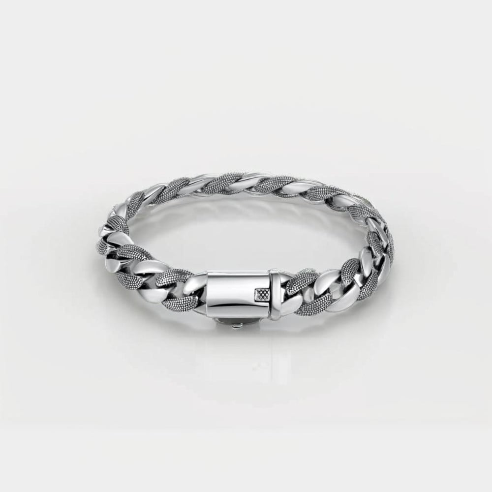 Bracciale da uomo in argento a catena spessa da motociclista