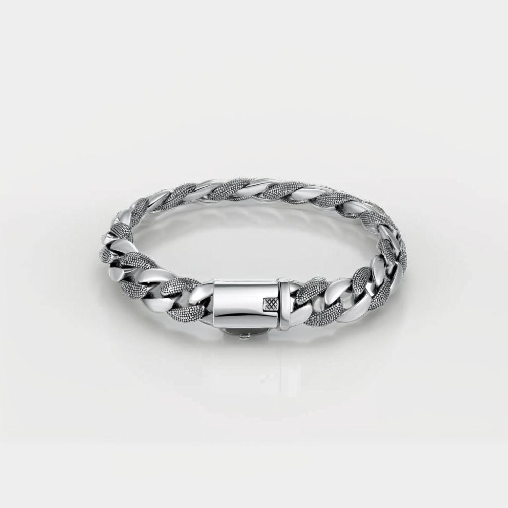 Men's Sterling Silver Biker Big Bracelet