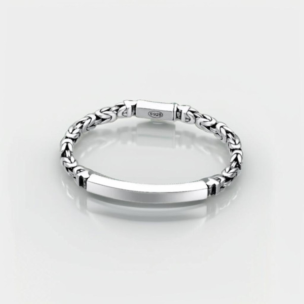 Bracciale da uomo in maglia di maglia barbazzale in argento da motociclista