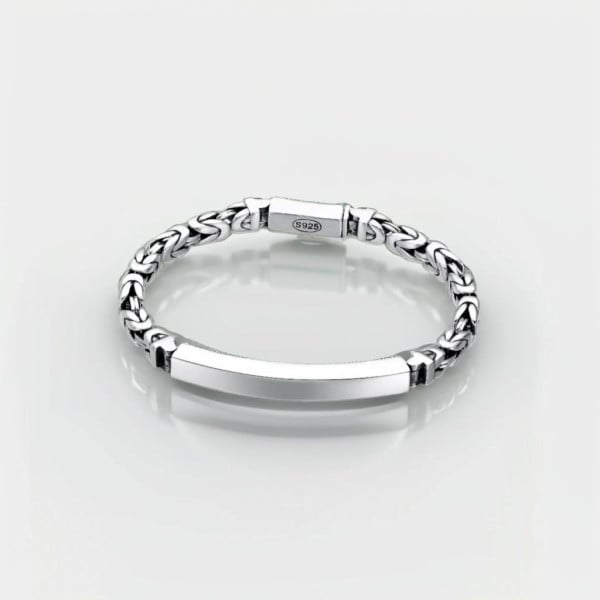 Pulsera de malla con cadena de motociclista plateada para hombre