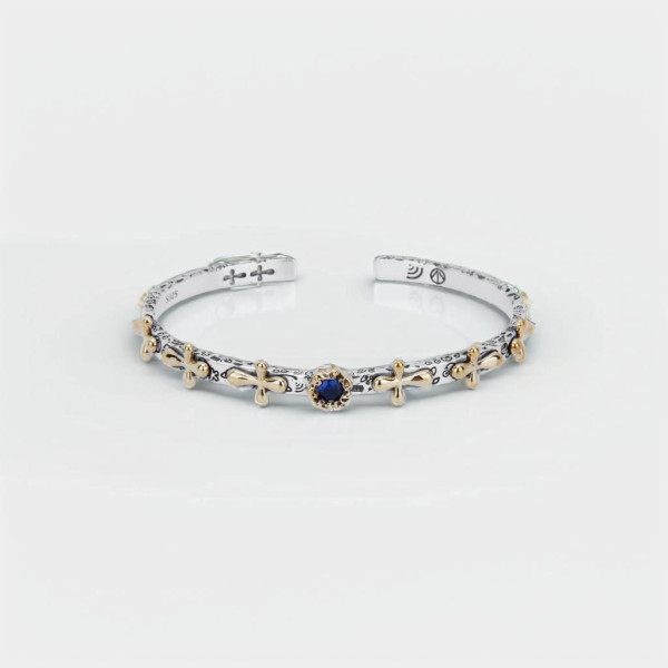 Bracciale rigido a croce in argento massiccio per uomo e donna