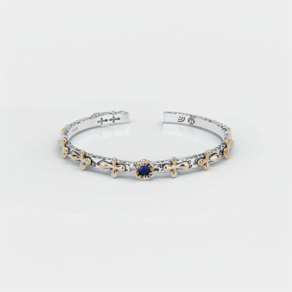 Pulsera cruzada de plata maciza para hombre y mujer.
