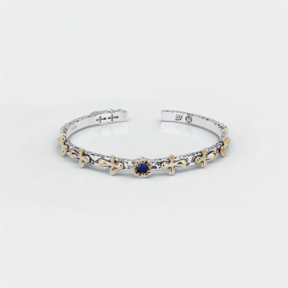Bracelet argent massif jonc croix homme femme