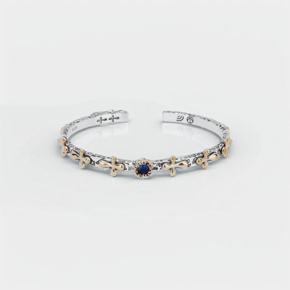 Pulsera cruzada de plata maciza para hombre y mujer.