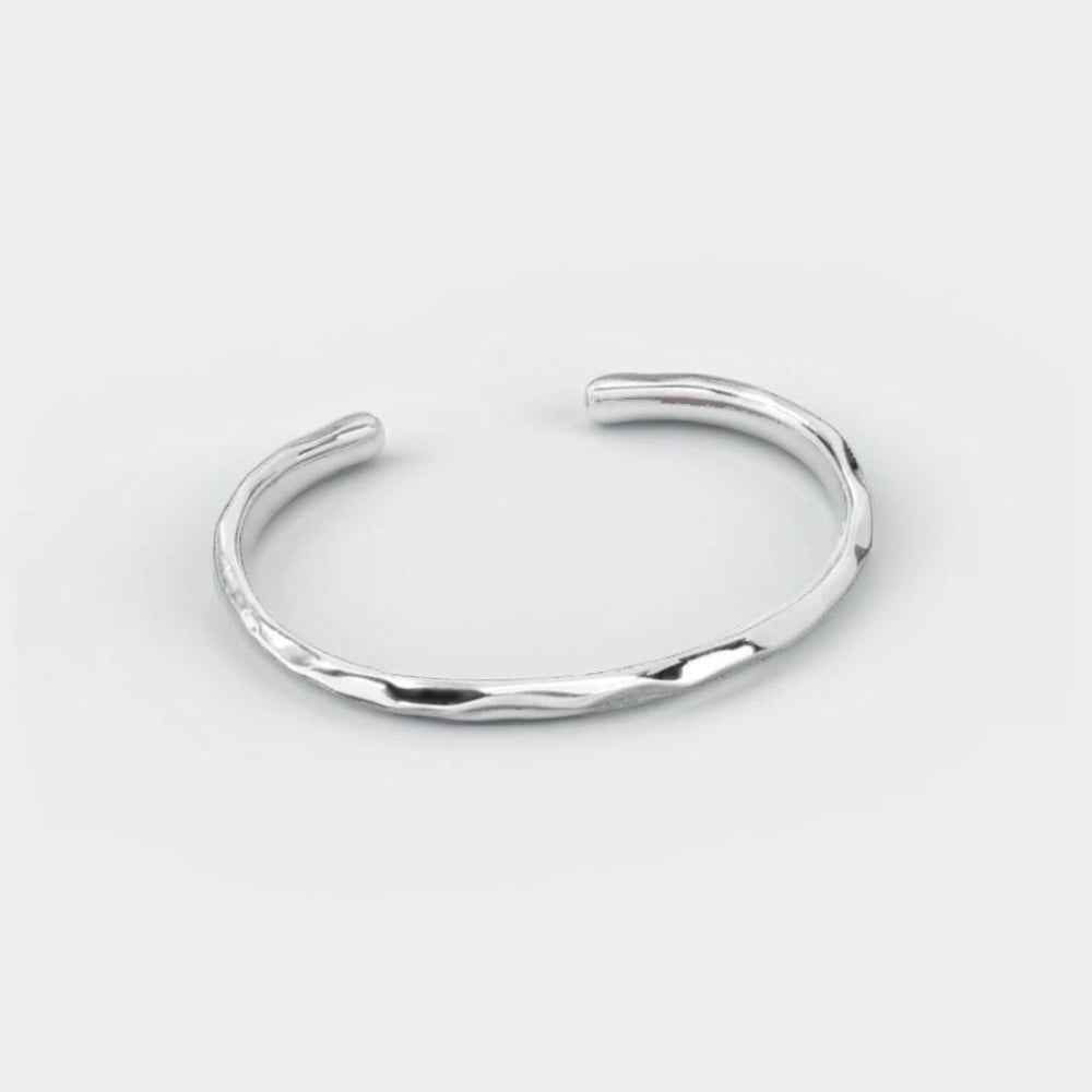 Massief gehamerd zilveren armband voor dames en heren