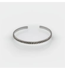Solid silver bangle bracelet with epi of wheat motif for men and women