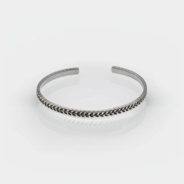 Bracciale rigido in argento massiccio con motivo Epi di grano per uomo e donna