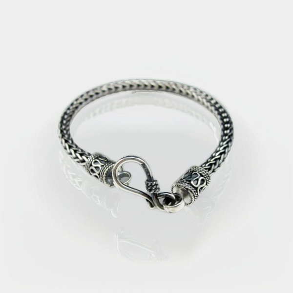 Bracciale da uomo in ossido d'argento con catena a maglia balinese