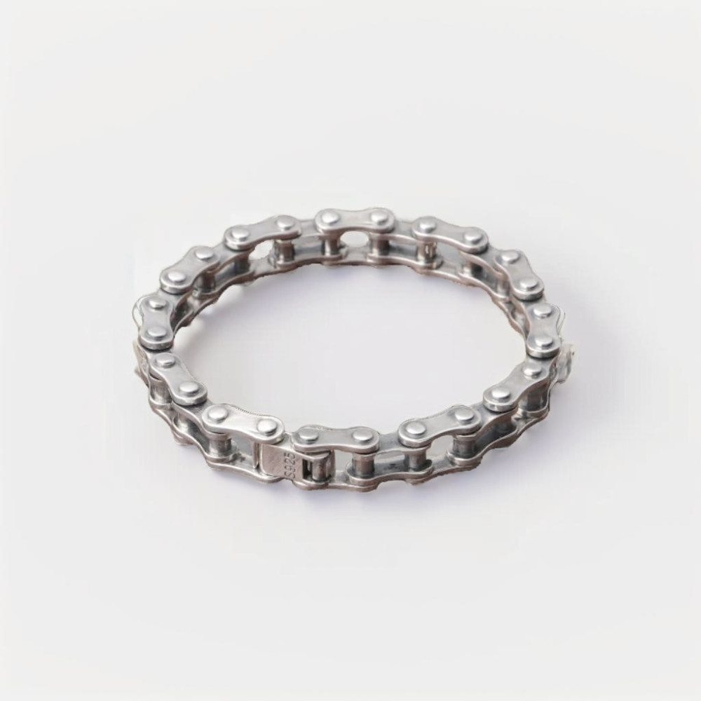 Bracelet homme argent massif chaine moto biker