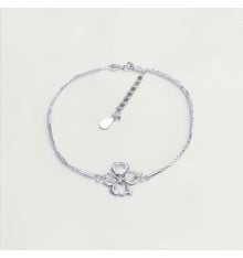 Bracelet trefle a 4 feuilles chaine argent rhodie