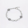Pulsera de plata 925 con cadena de flores en forma de cruz rosa