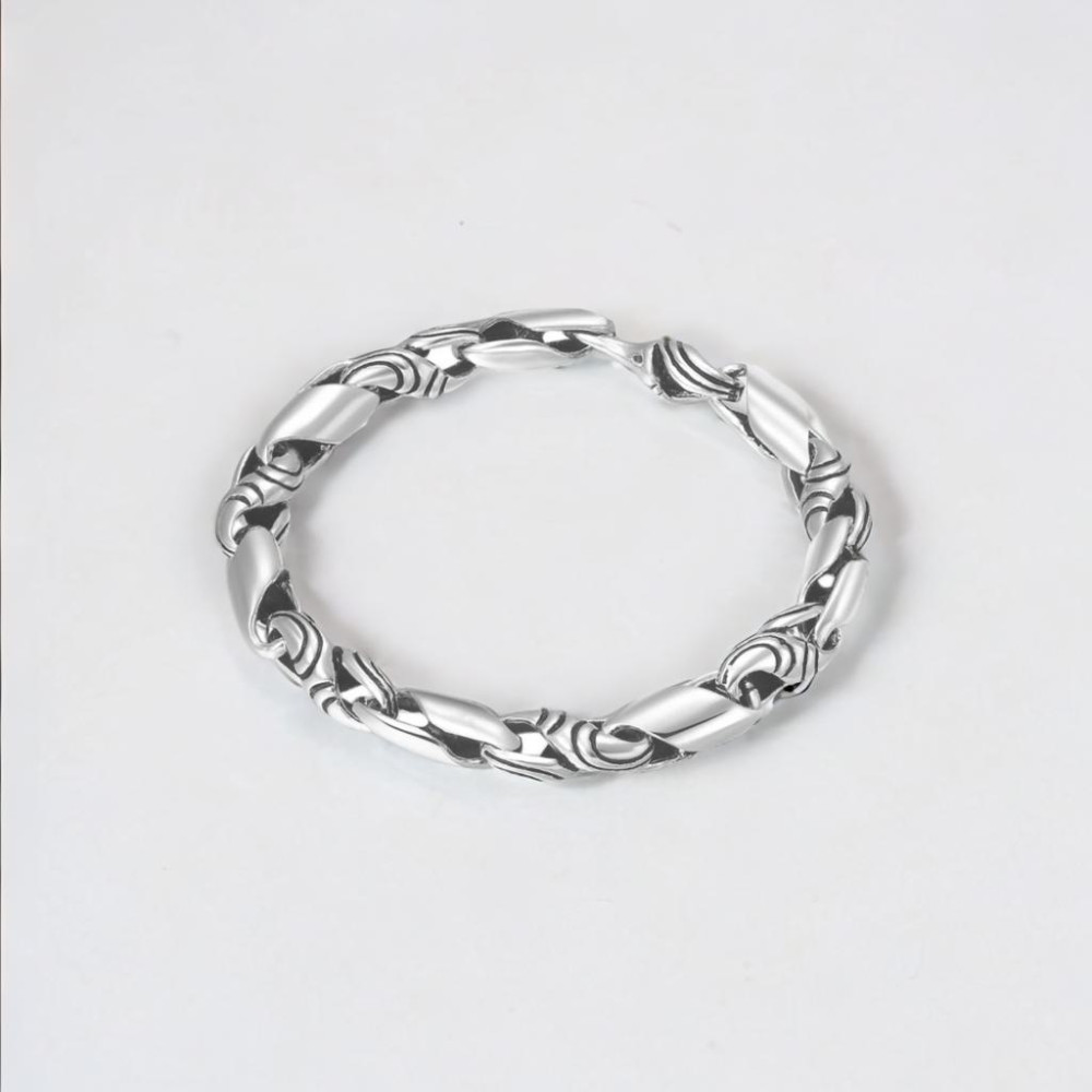 Men's 925 silver bracelet with Celtic twisted chain and hook clasp