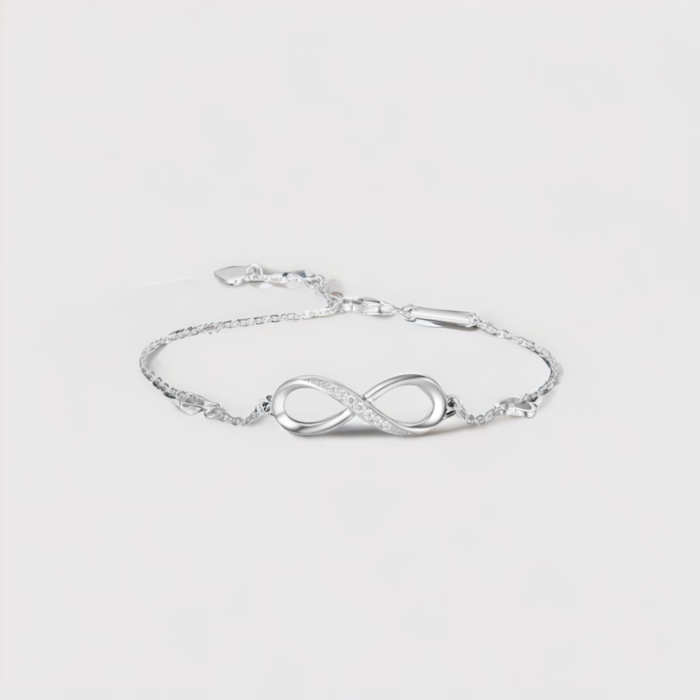 925 silver infinity bracelet rhodium plate set with zirconium