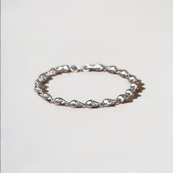 Bracciale in argento per uomo e donna, catena con teschio e ossa incrociate