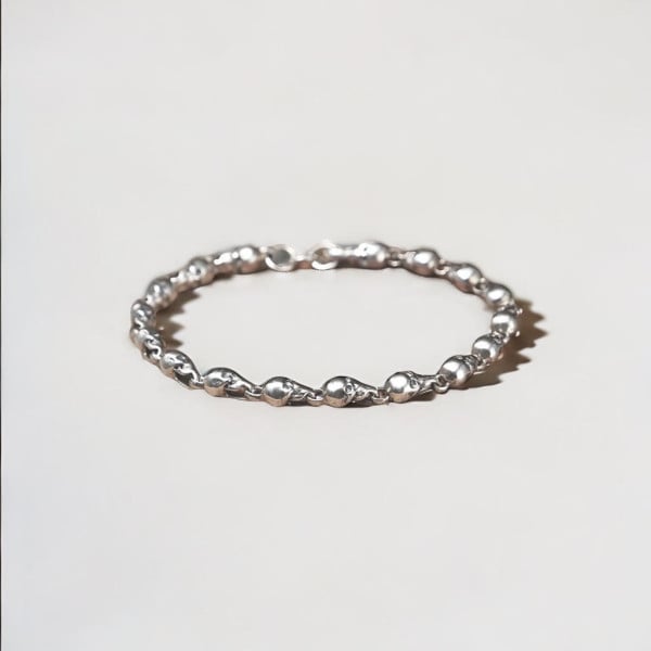 Silver bracelet for men and women, skull and crossbones chain