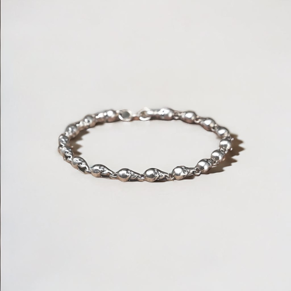 Silver bracelet for men and women, skull and crossbones chain