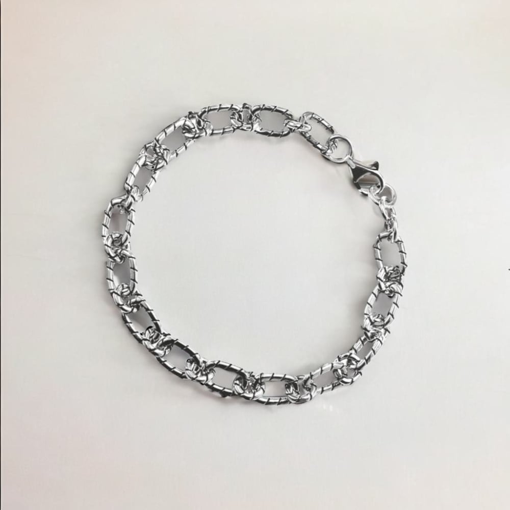 Bracciale da uomo in argento massiccio con catena blu scuro
