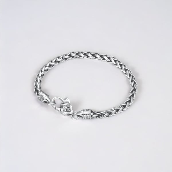 Bracciale da uomo a catena intrecciata OM in argento 925