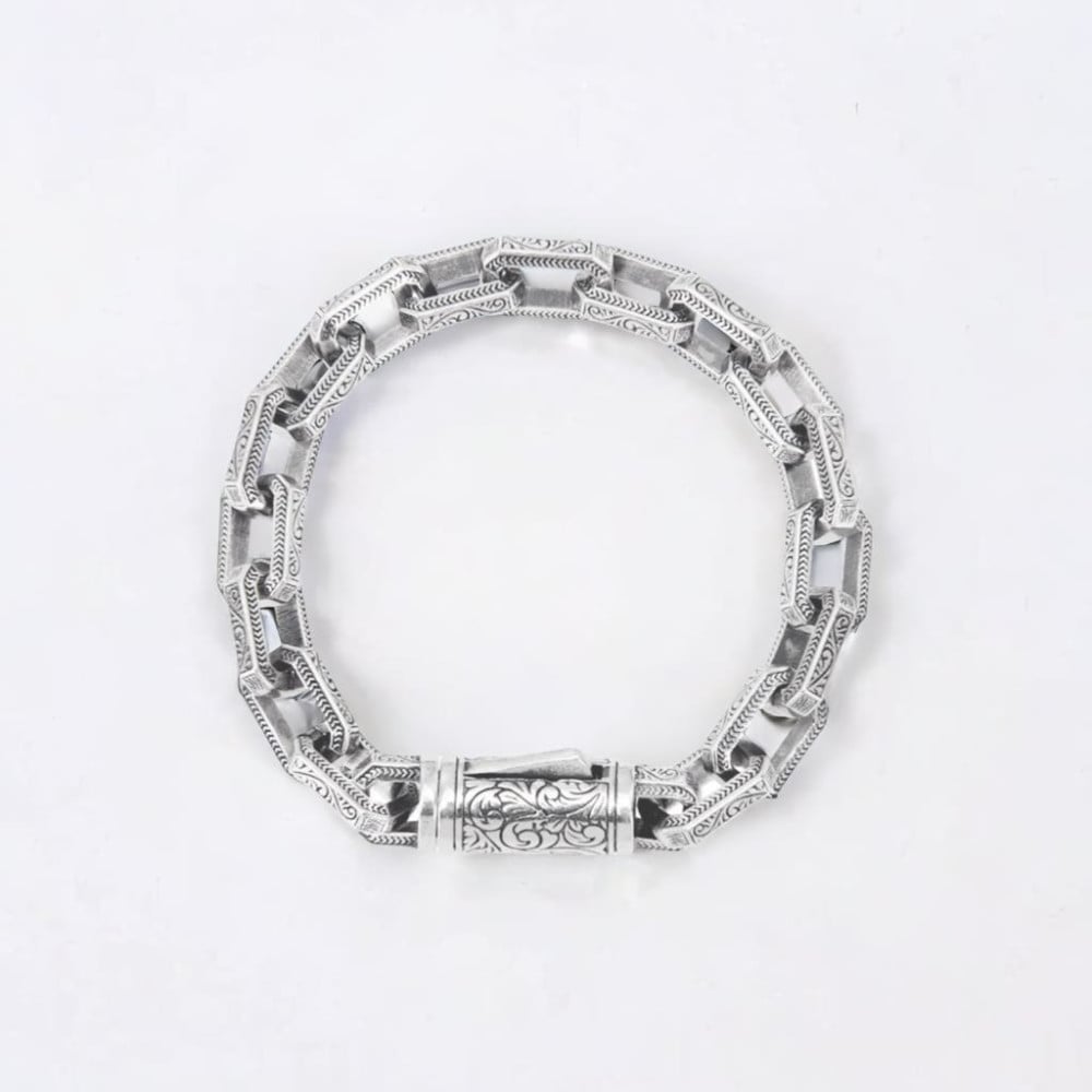 Herren-Silberarmband, keltische Marinekette, Biker-Zylinder