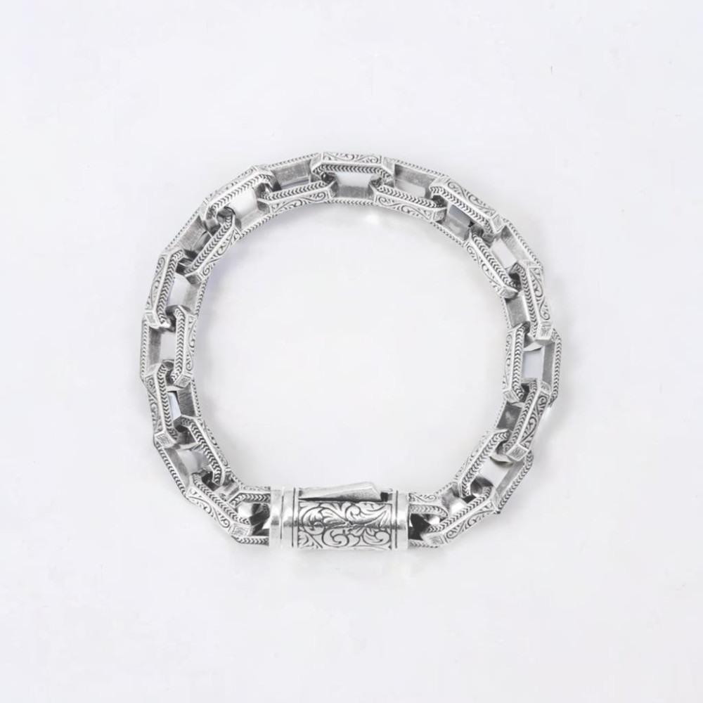 Men's Celtic navy chain Sterling Silver Biker Bracelet