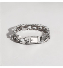 Men's Sterling Silver Cuba Chain Celtic Pattern Bracelet