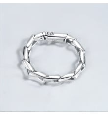Herren-Armband aus Silber, gedrehte Kette, Zylinder, Biker