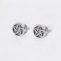 Men's Sterling Silver Pentacle Punk star Stud Earrings