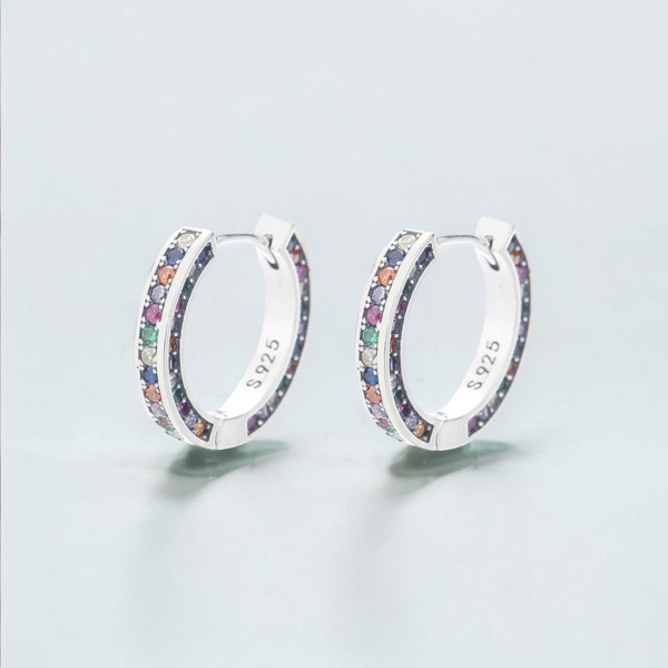 Boucles d'oreilles argent homme femme creoles pavage zirconium