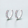 Silver hoop earrings for men and women with zirconium paving