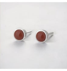 Rote Onyx-Silberohrstecker für Männer und Frauen