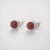 Men's Sterling Silver Stud Red Onyx Inlay Earrings