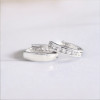 Rhodium Plated Sterling Silver Cubic Zirconia Inlay Hoop Earrings