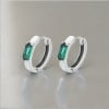 Boucles d'oreilles argent creoles zirconium vert homme femme