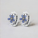 Men's Sterling Silver Flowers Resin Hoop Earrings