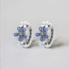 Men's Sterling Silver Flowers Resin Hoop Earrings