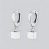 Boucles d'oreille argent creoles pendante cube