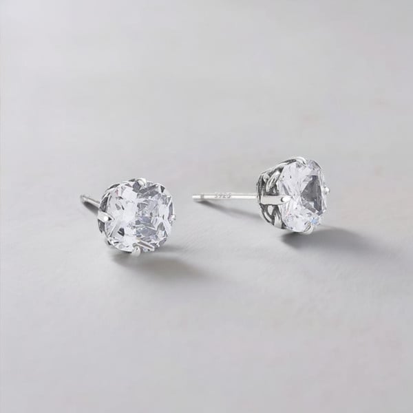 Boucles d'oreille clous argent zirconium