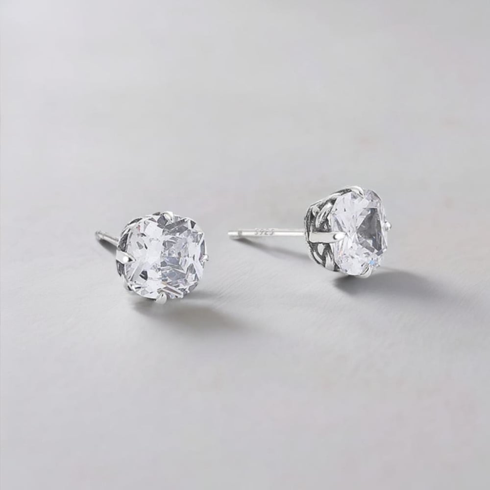 Boucles d'oreille clous argent zirconium