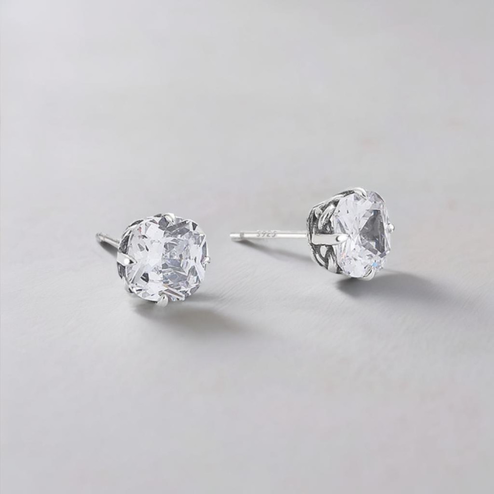 Men's Sterling Silver Cubic Zirconia Inay Studs Earrings