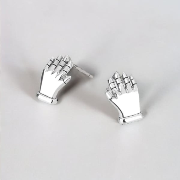 Boucles d'oreille argent clous les mains pour homme femme - paire
