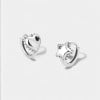 Boucles d'oreille argent homme femme creoles pentacle coeur - paire