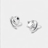 Men's Sterling Silver pentacle Heart Hoop Earrings
